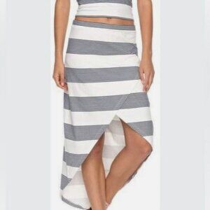 Roxy Ocean Stripe High Low Tulip Midi Skirt Medium